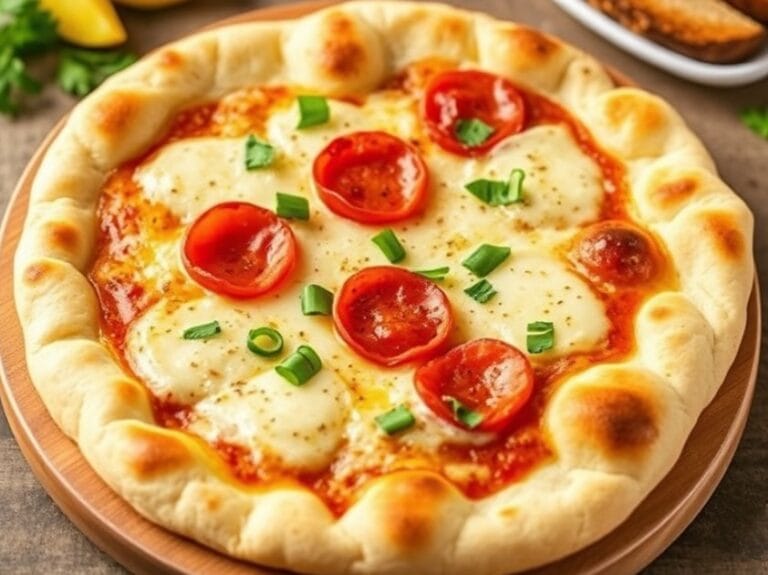 Air fryer pizza naan bread topped with mozzarella, tomatoes, and fresh basil.