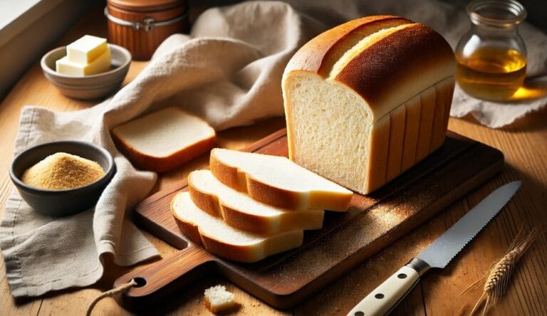 Freshly baked sandwich bread cooling on a wire rack. Sandwich Bread recipe