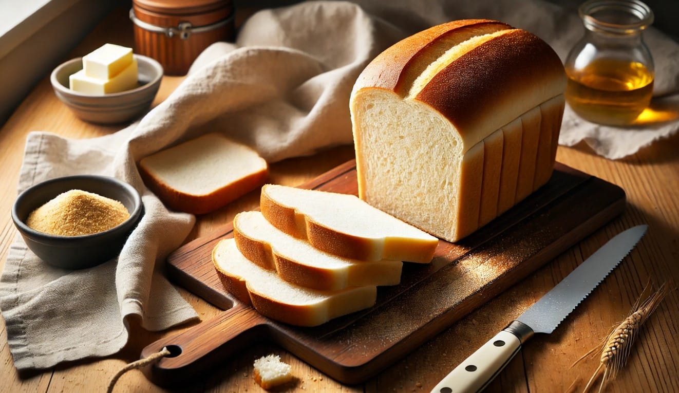 Freshly baked sandwich bread cooling on a wire rack. Sandwich Bread recipe