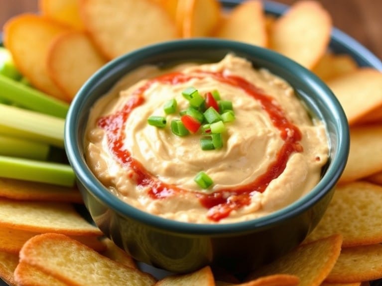Rotel Dip with chips and veggies, perfect for a party snack.