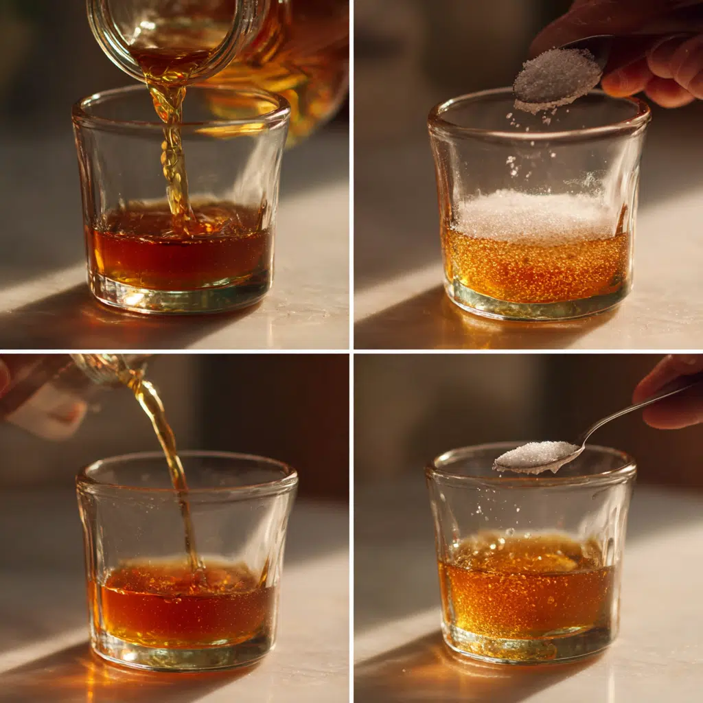 preparing apple cider vinegar drink in a glass