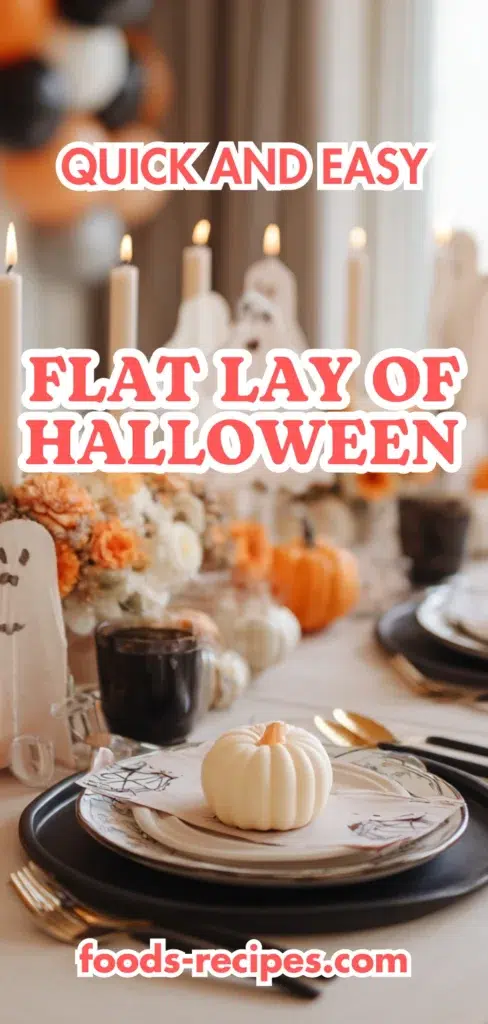 Quick & Easy Halloween Table Decor You’ll Want to Copy 1 Quick and easy Halloween table decor flat lay with candles and pumpkins