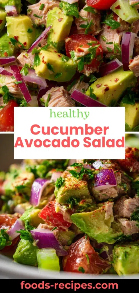 Cucumber Avocado Salad – Fresh, Simple & Refreshing 1 Fresh cucumber avocado salad with red onion, lime, and olive oil – healthy easy summer recipe