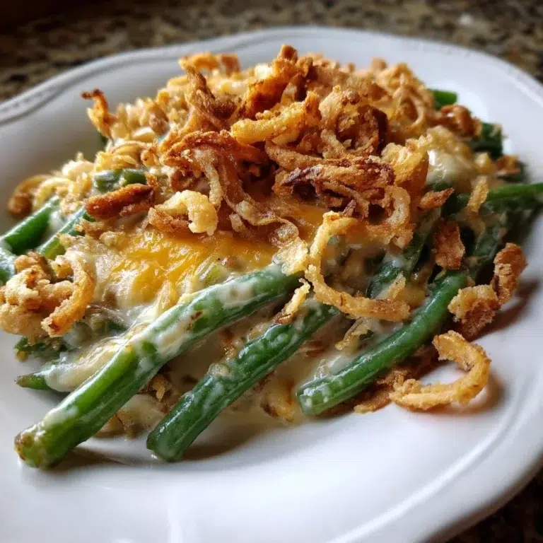 Campbell's classic green bean casserole served in a baking dish