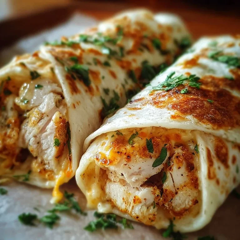 Cheesy chicken garlic wraps on a plate, garnished for a tasty meal