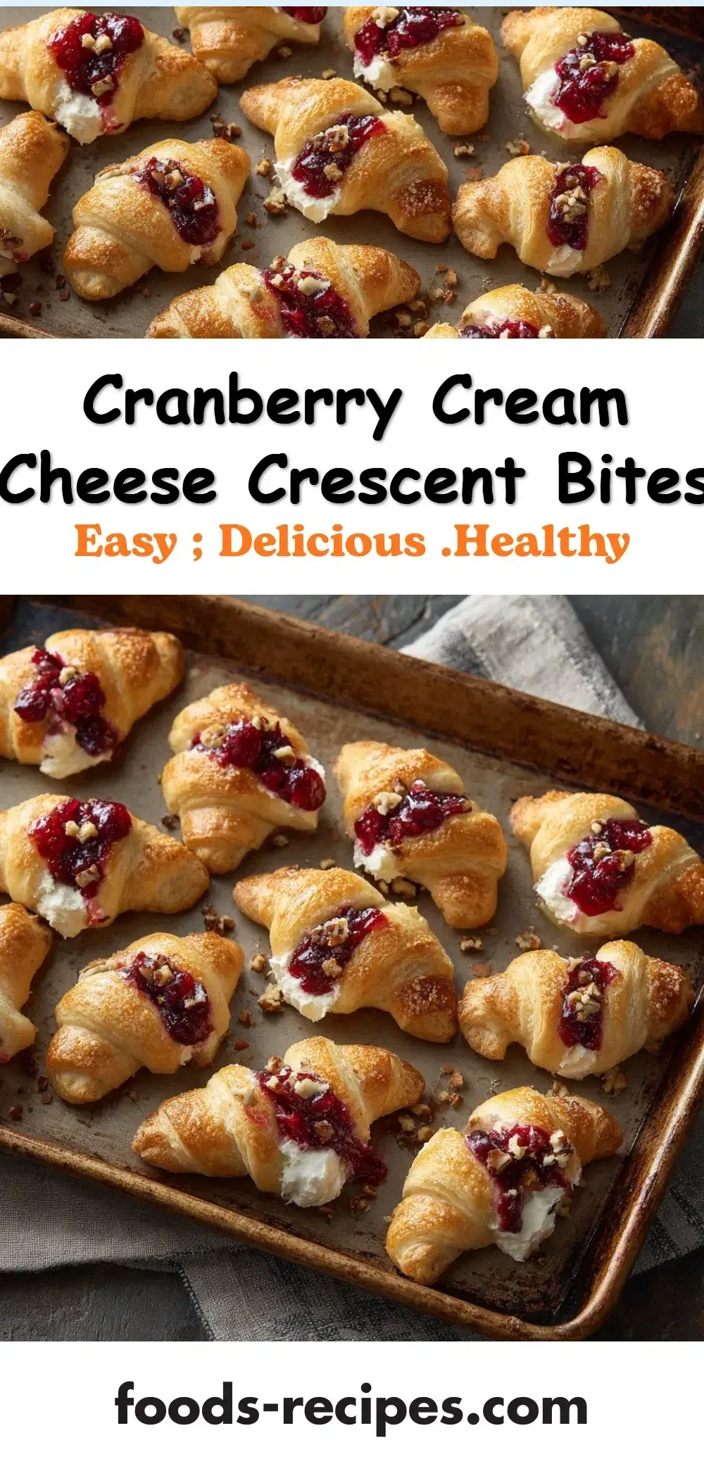 Cranberry Cream Cheese Crescent Bites served on a plate