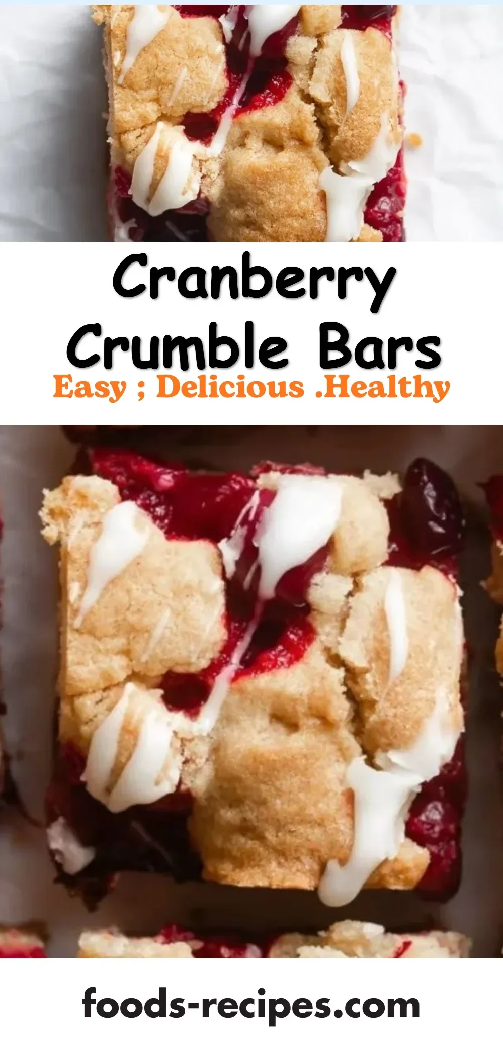 Delicious cranberry crumble bars with a crumbly topping and fresh cranberries