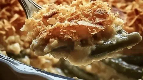 Delicious green bean casserole made from Paula Deen's easy recipe