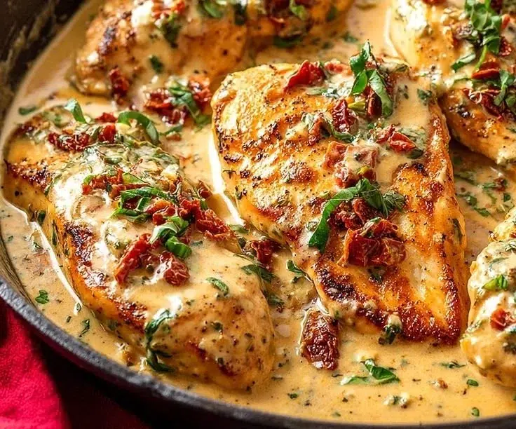 Easy Marry Me Chicken 4 Easy Marry Me Chicken recipe with creamy sauce and herbs