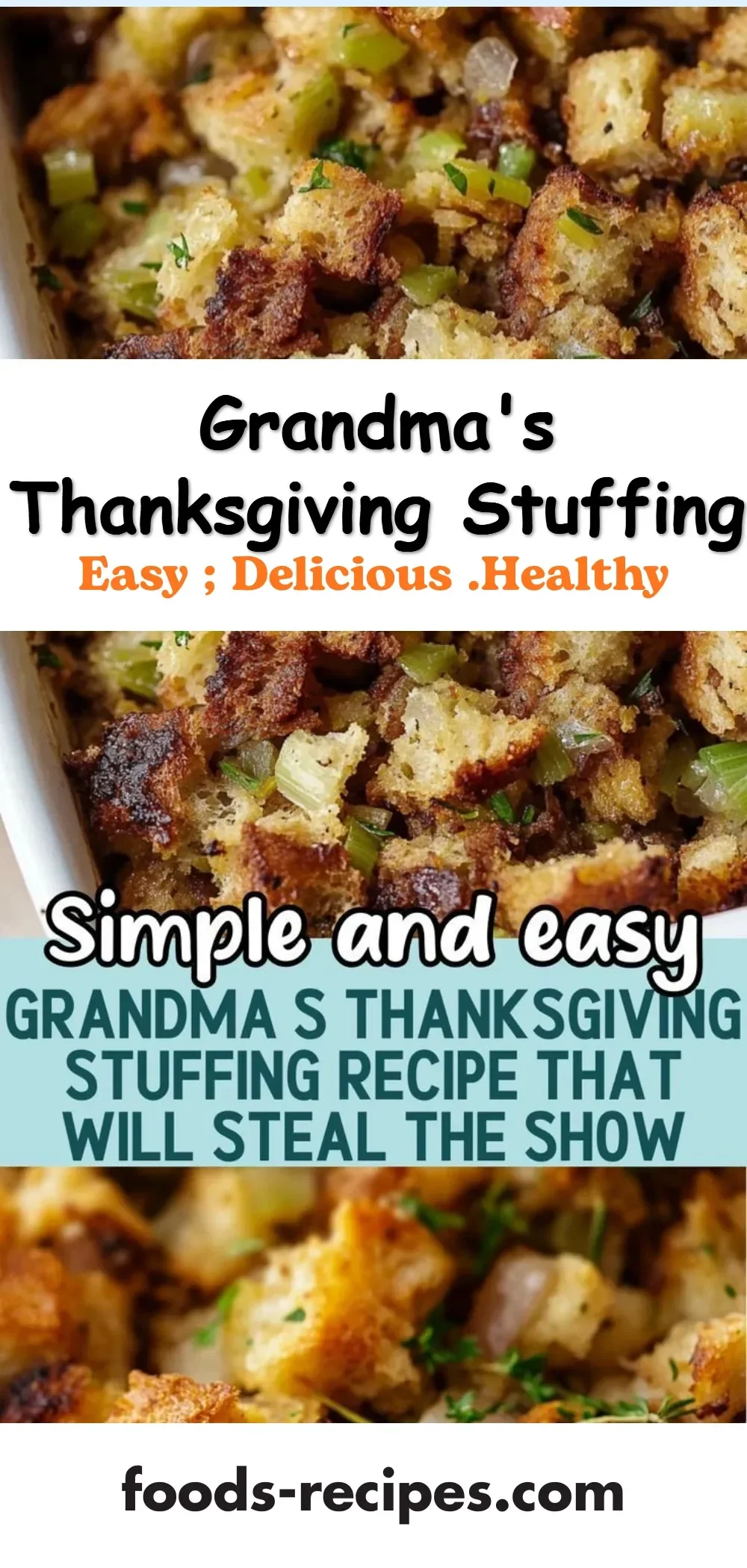 A bowl of Grandma's Thanksgiving stuffing, a flavorful holiday side dish.