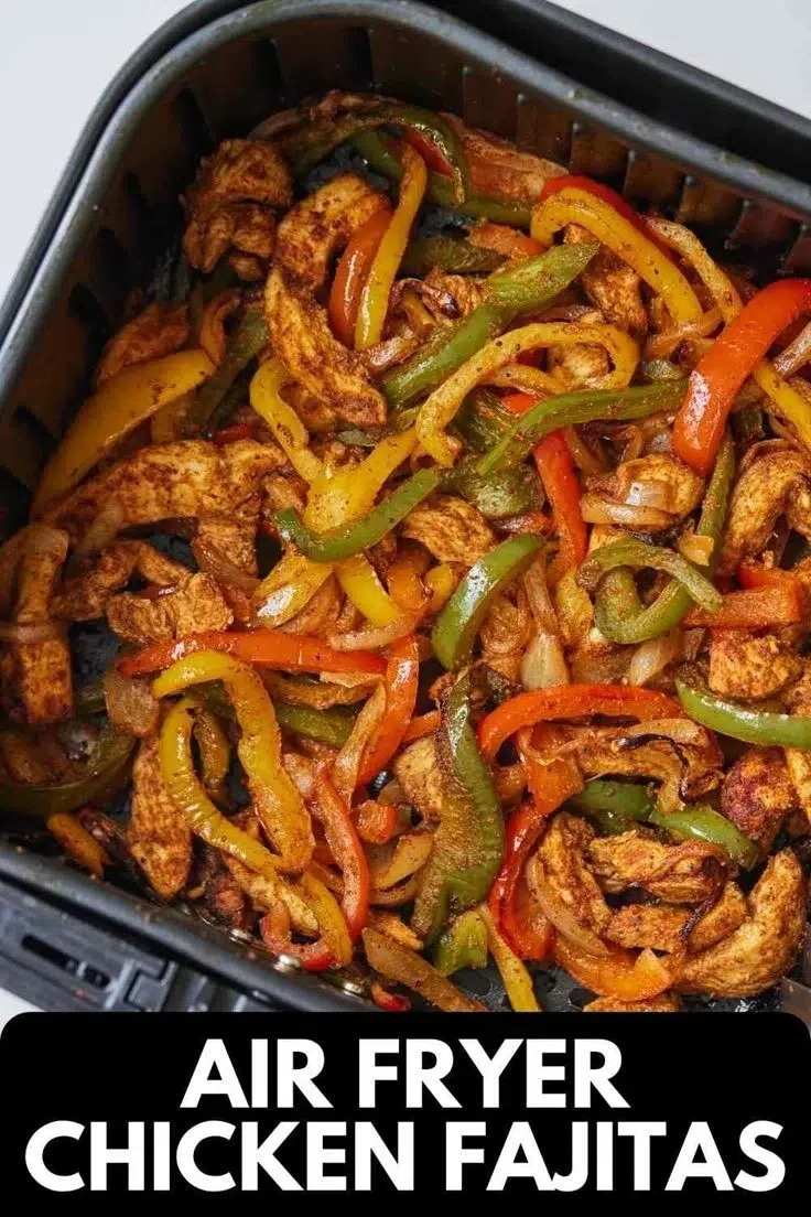 Delicious Air Fryer Chicken Fajitas served with fresh vegetables and spices