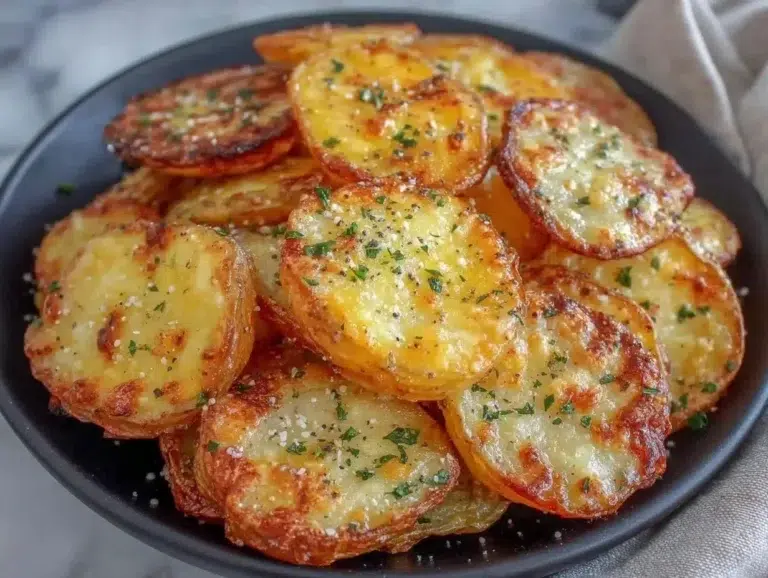 Crispy air fryer sliced potatoes ready to serve