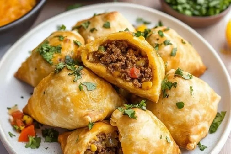 Air Fryer Taco Bombs filled with savory ingredients and crispy on the outside.