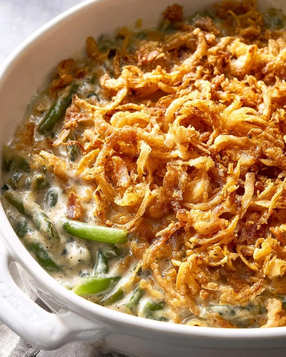 Delicious Campbell's Green Bean Casserole served as a classic side dish