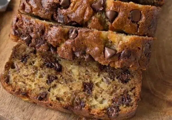 Delicious chocolate chip banana bread fresh out of the oven