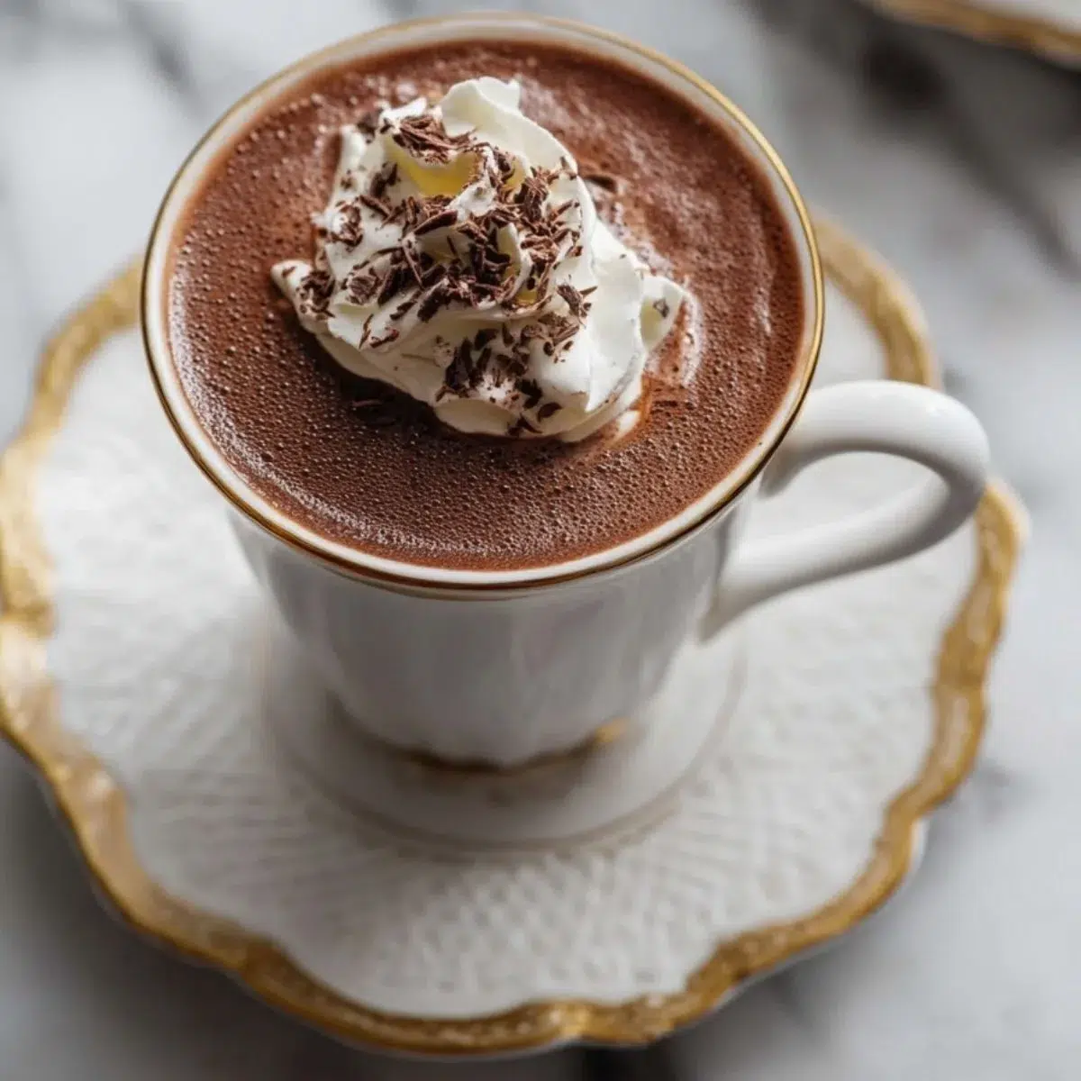 Delicious classic Parisian hot chocolate in a stylish cup