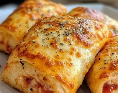 Crispy air fryer pizza rolls ready to enjoy as a snack.