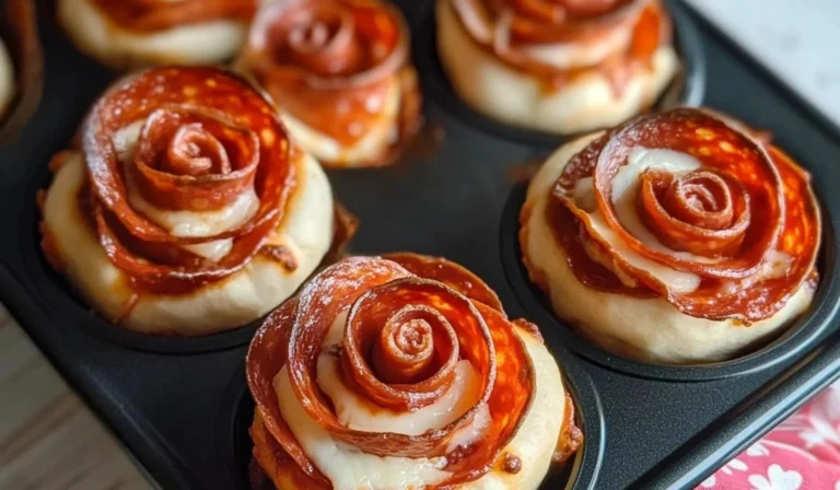 Valentine's Day pizza roses baked and arranged as a fun romantic dish