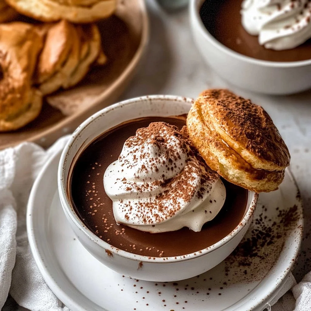 French Hot Chocolate 2 A warm cup of decadent French hot chocolate topped with whipped cream