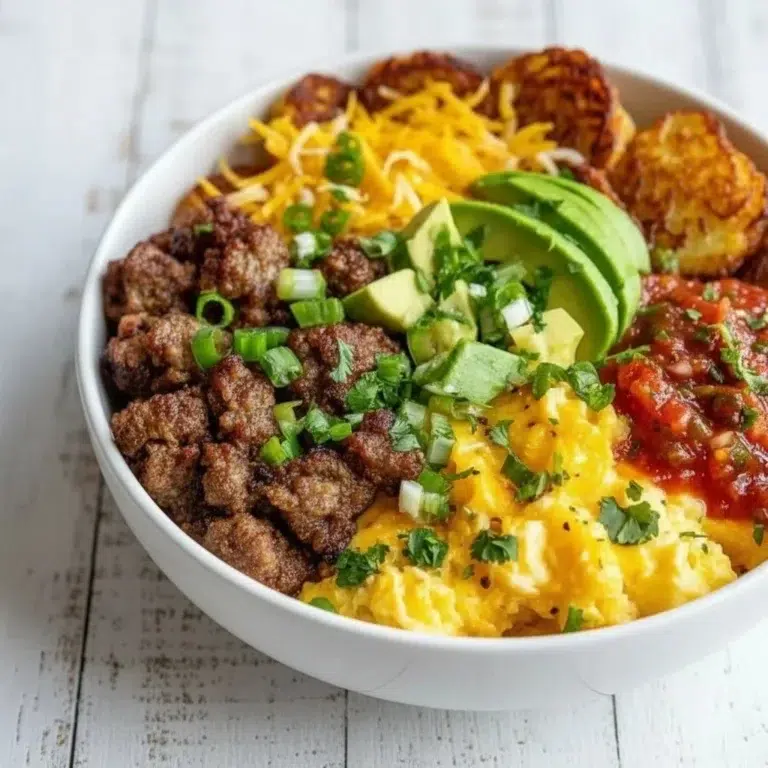 Delicious hash brown breakfast bowls topped with fresh ingredients.
