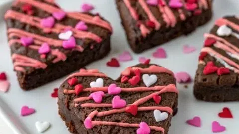 Delicious heart shaped brownies fresh out of the oven