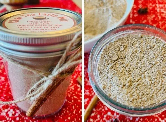 A delicious homemade chai tea latte topped with spices in a cozy cup