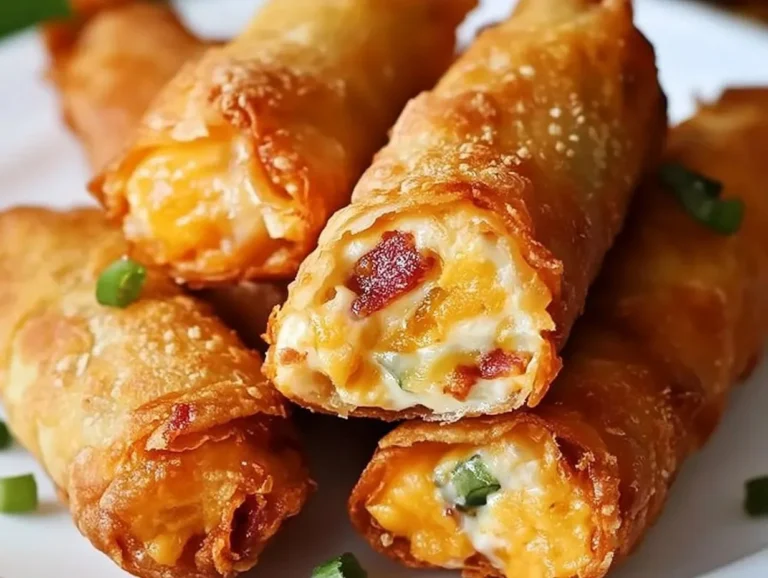 Mini jalapeno popper egg rolls filled with cheese and jalapenos, crispy and flavorful.