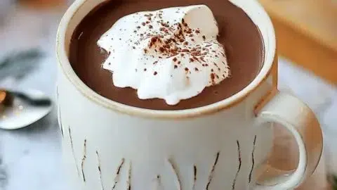 Delicious rich French hot chocolate served in a cozy winter setting