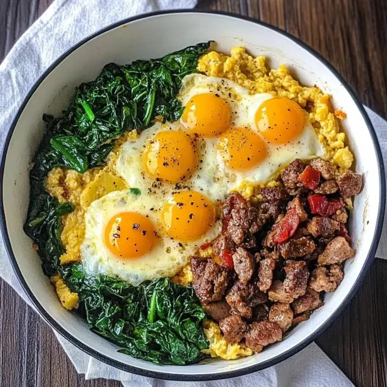 Delicious Sausage and Egg Breakfast Bowls served in colorful dishes