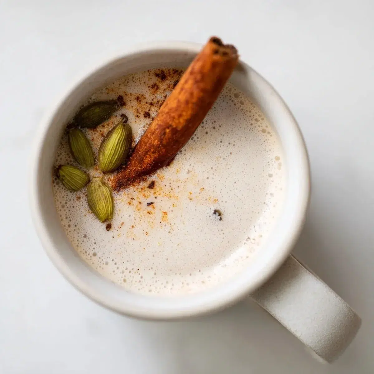 Spiced chai Indian tea blend in a cup with aromatic spices