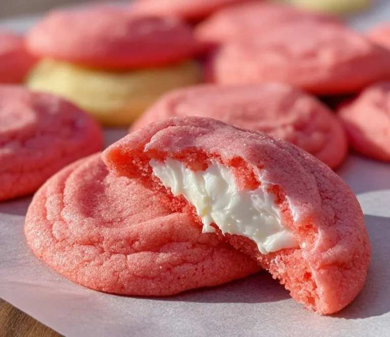 Strawberry cheesecake cookies with creamy filling and fresh strawberries on top