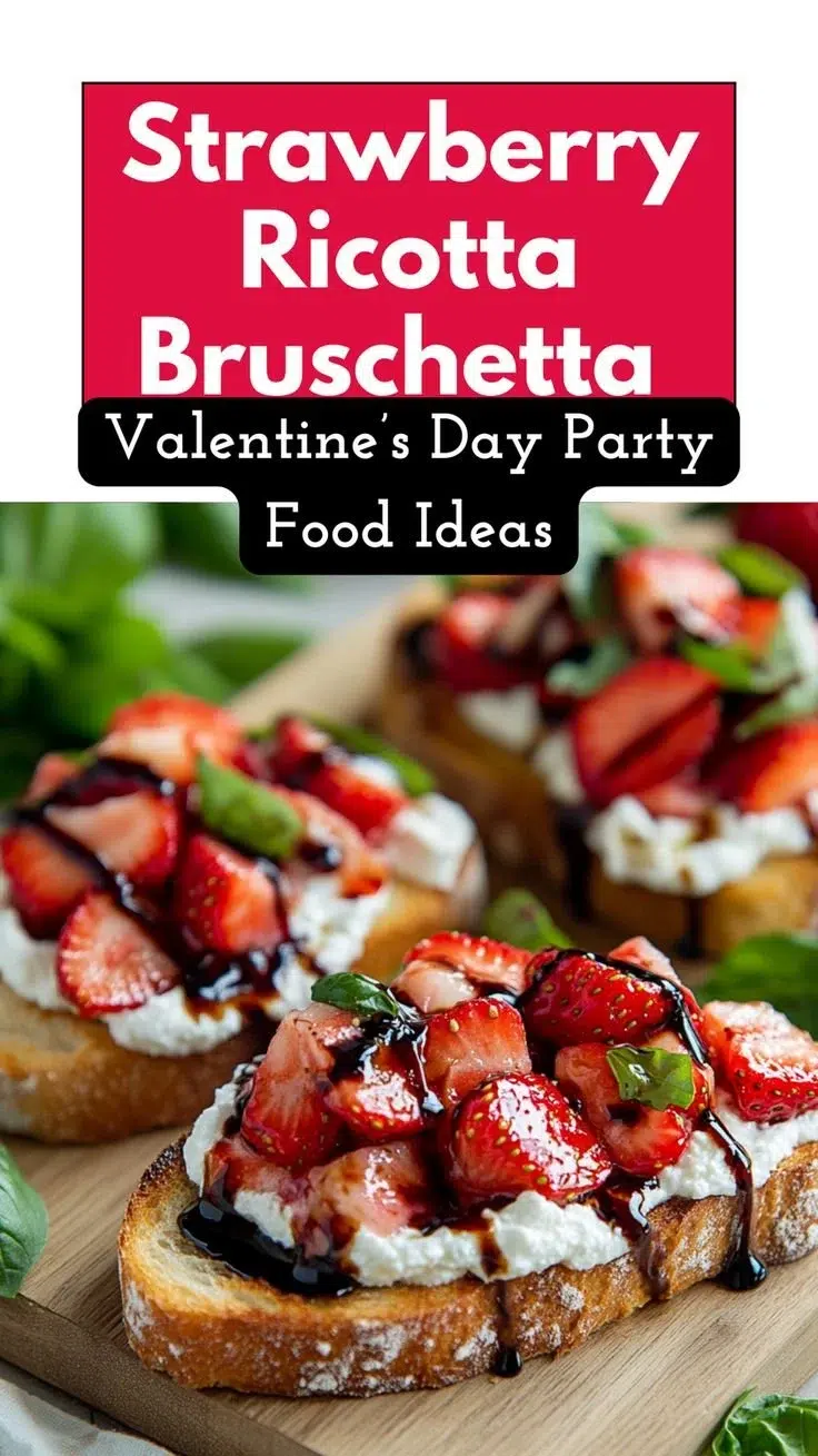 Strawberry Ricotta Bruschetta with fresh strawberries and ricotta on toasted bread