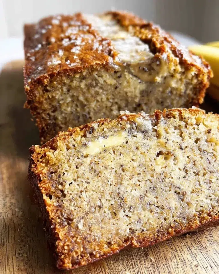 Delicious homemade banana bread with ripe bananas and walnuts