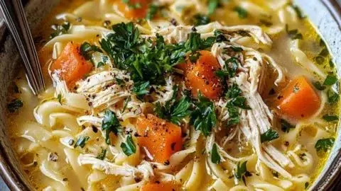 Creamy Crack Chicken Noodle Soup served in a bowl for cozy meals.