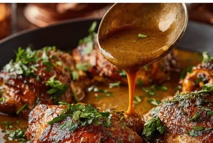Delicious Moroccan chicken thighs seasoned with spices