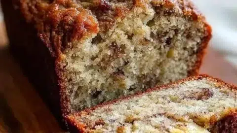Loaf of the world's best banana bread on a wooden table, perfect for cozy mornings.
