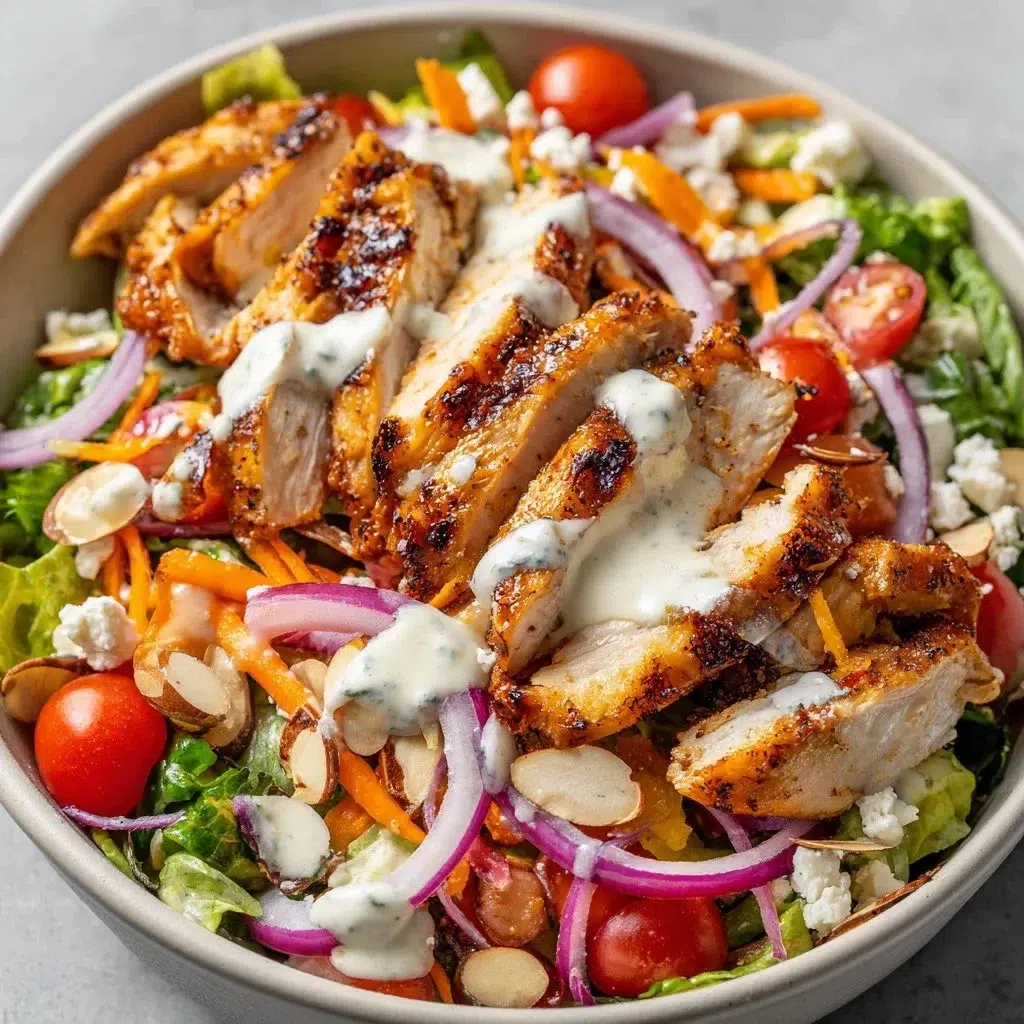 Honey Hot Chicken Salad with vibrant ingredients and spicy honey dressing