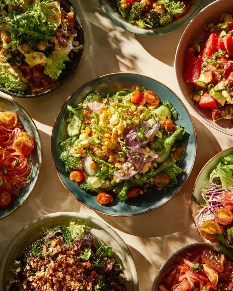 Fresh spring salad mix with greens and colorful vegetables